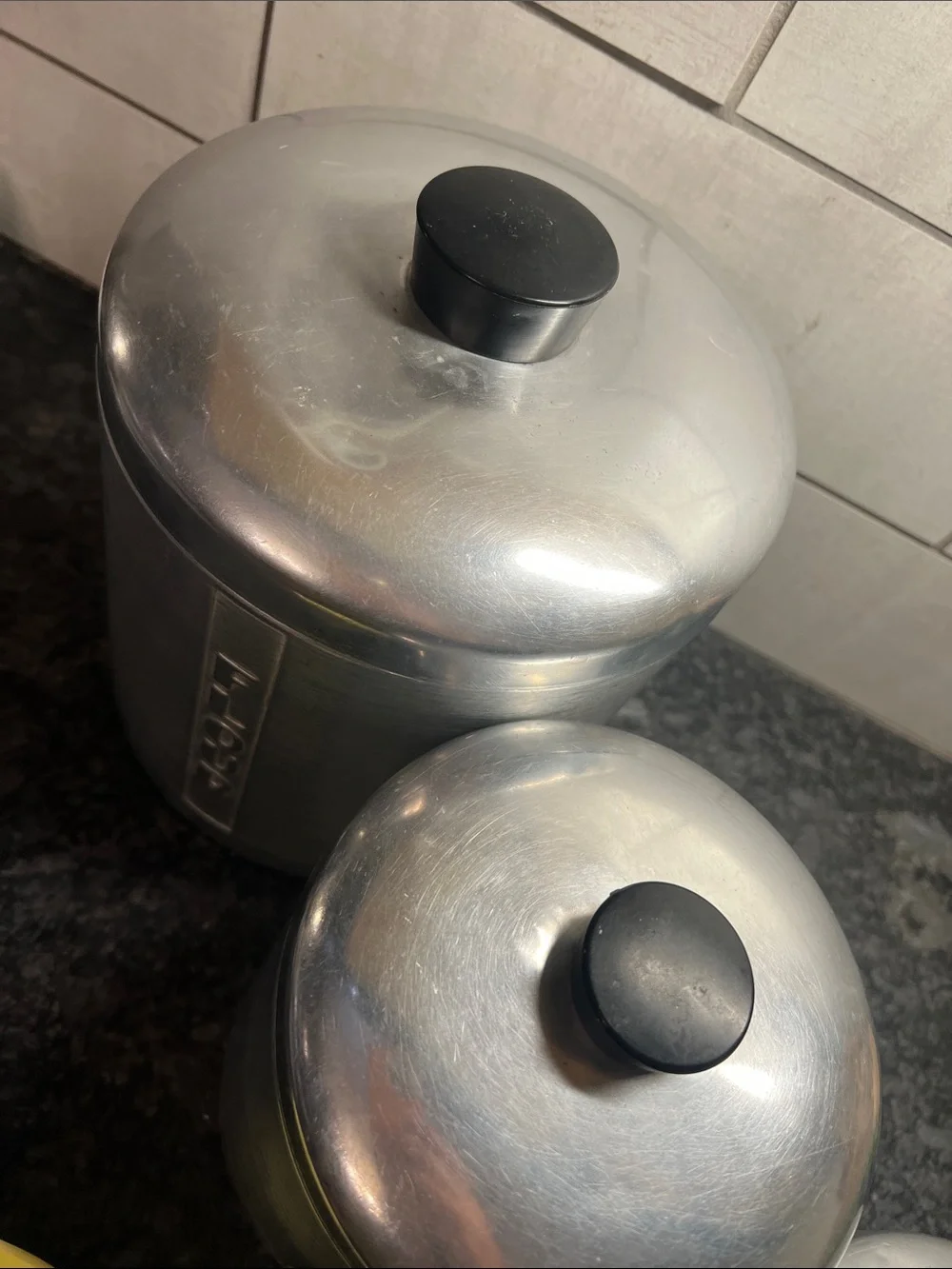 Vintage Aluminum Flour, Coffee & Tea Canister Set with free vintage scoop